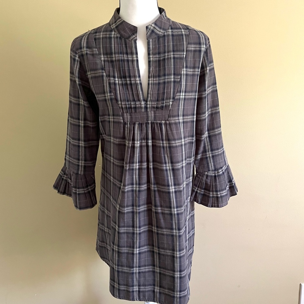 Fine Garments Carefully Selected By Bell Cotton Grey Vintage Plaid Tunic Dress6.